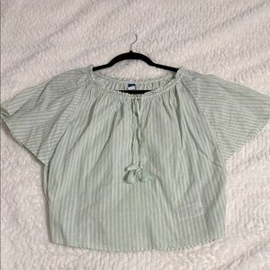 Old Navy Light Green Striped Blouse